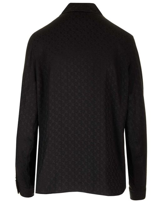 Palm Angels Black Monogram Silk Blouse