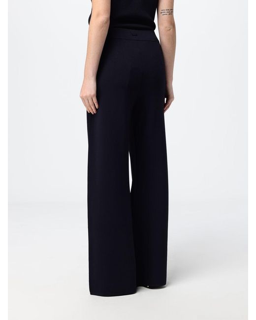 Max Mara Blue High-Waisted Wide Leg Knit Wool Trousers