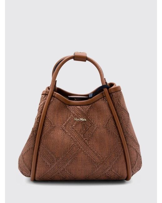 Max Mara Brown Marine Raffia Bag