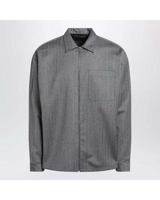 Prada Gray Overshirt With Zip for men