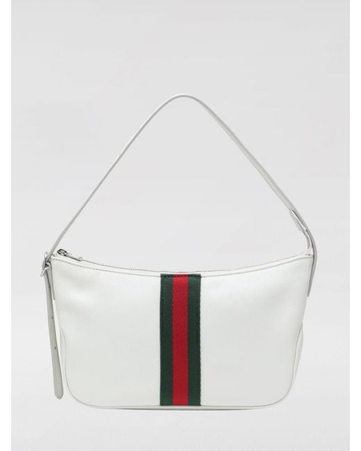 Gucci White Lunetta Web Leather Shoulder Bag for men