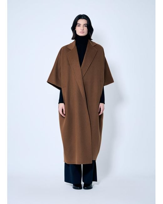 Max Mara Brown Draped Cape Coat