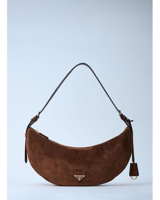Prada White Small Suede Shoulder Bag