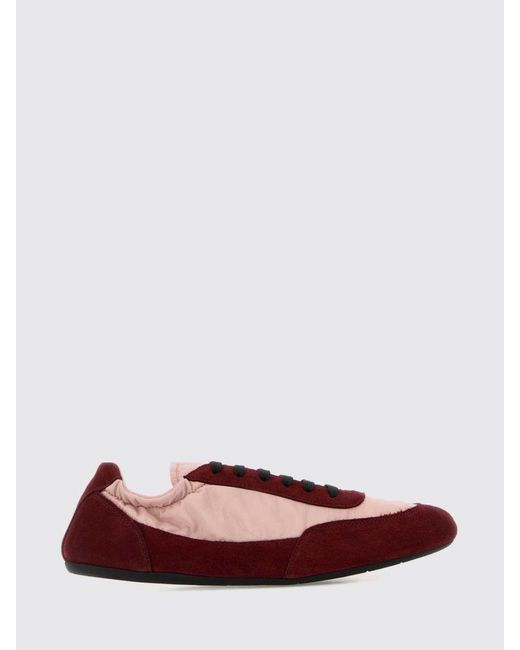 Prada Red Collapse Re-Nylon And Suede Sneakers