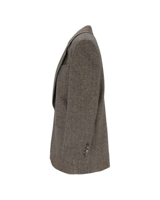 Saint Laurent Gray Herringbone Wool Jacket