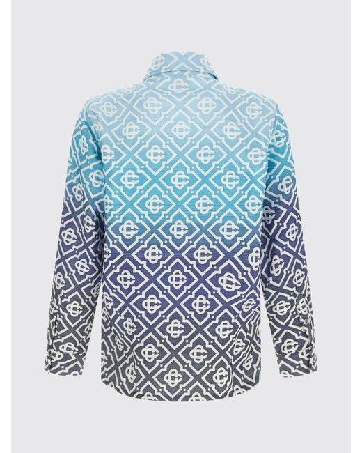 Casablanca Blue Cotton Blend Shirt Jacket With Logo