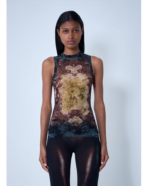 Jean Paul Gaultier Blue Mãdaillon Mesh Tank Top