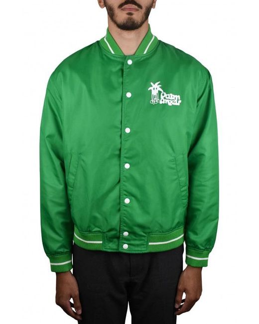 Palm Angels Green Nylon Bomber Jacket