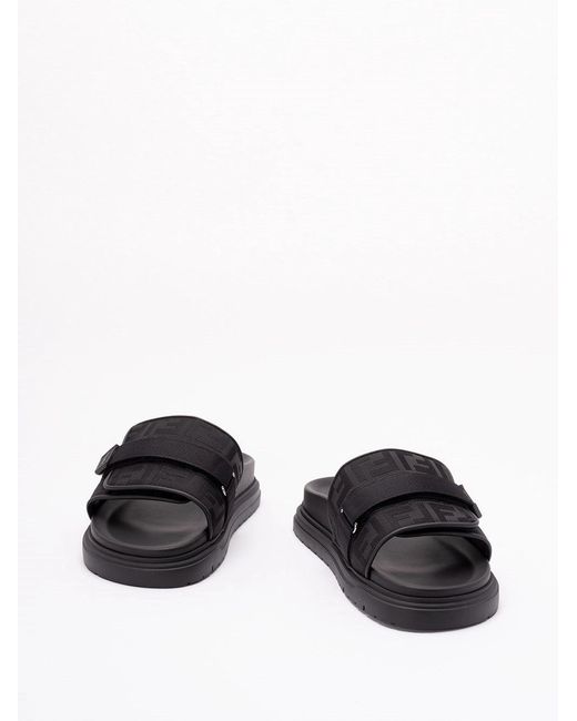 Fendi Black 'Ff' Slides for men