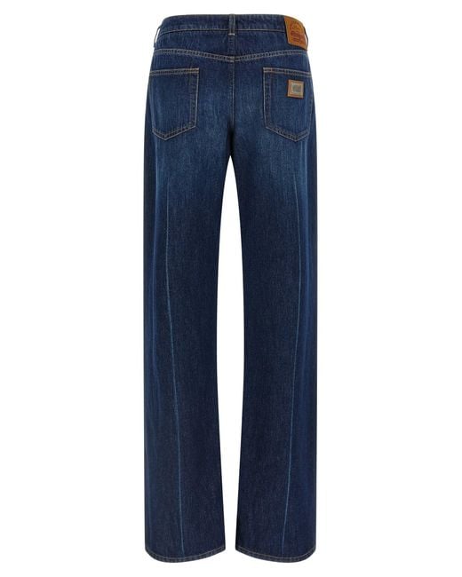 Dolce & Gabbana Women's Blue Stretched Pleated Trompe L'Oeil Jeans