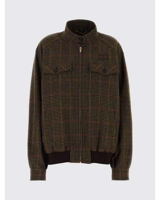 Miu Miu Green Prince Of Wales Virgin Wool Bomber Jacket