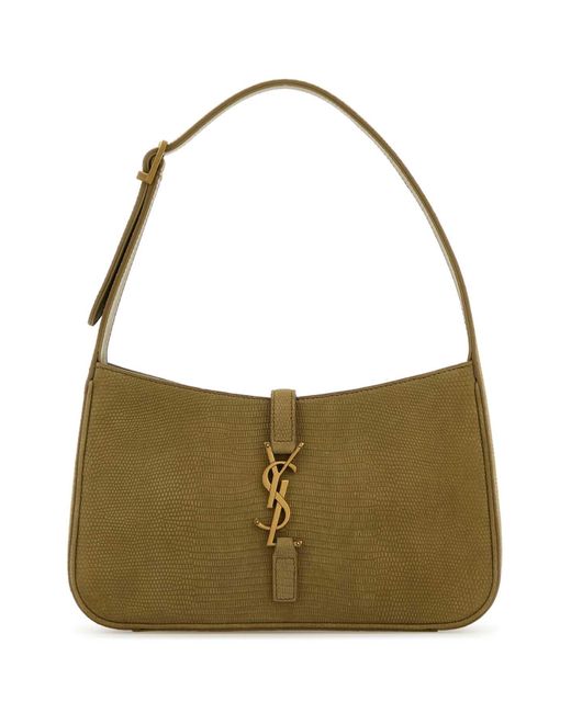 Saint Laurent Green Sage Suede Le 5 A 7 Shoulder Bag
