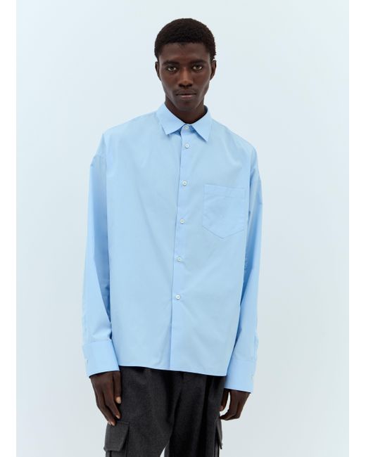 Tシャツ・カットソー PRADA Cerulean blue poplin shirt (UCN611SWMO10IV F0YRX) Prada Poplin Shirt in Blue for Men | Lyst