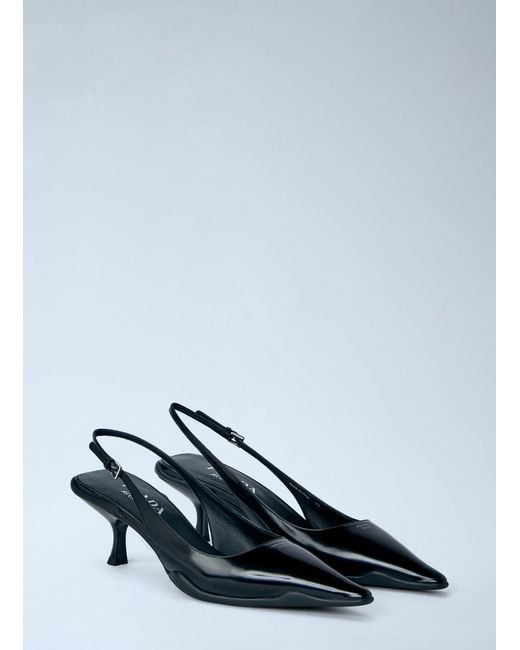 Prada Black Pointed-Toe Slingback Pumps
