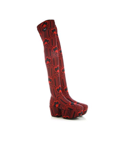 Prada Red Over-Knee Boots