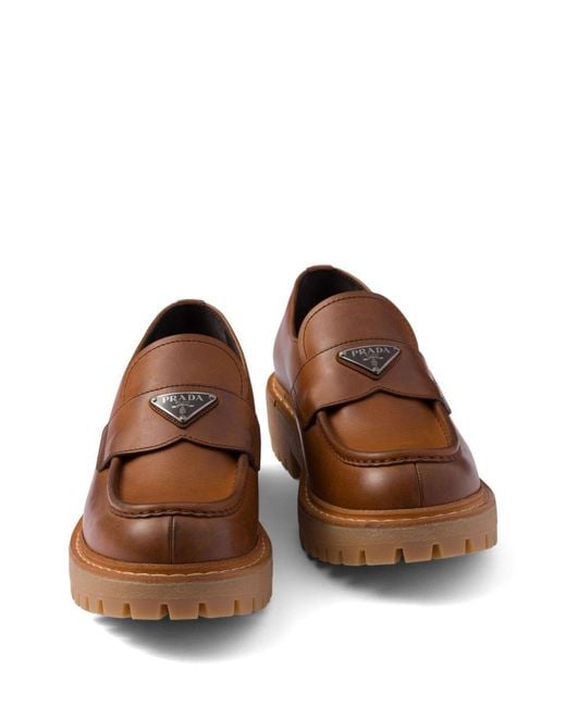 Prada Brown Leather Loafers for men