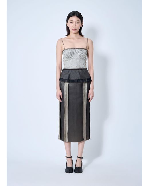 Maison Margiela White Contrast Panel Silk Midi Dress