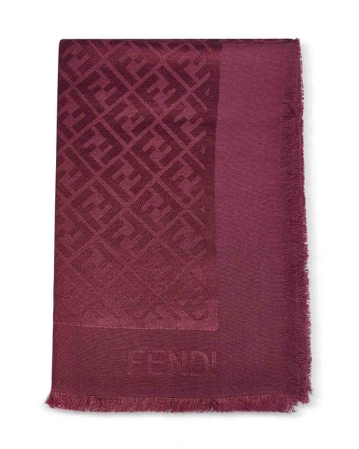 Fendi Purple Shawl Ff 60% Silk/40% Wool