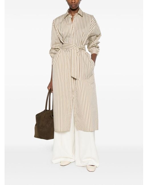 Max Mara Natural Striped Silk Blend Dress