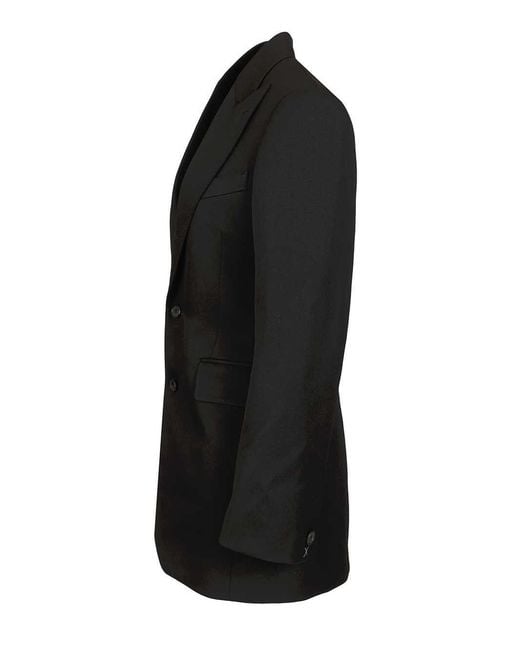 Céline Black Diagonal Wool Column Jacket