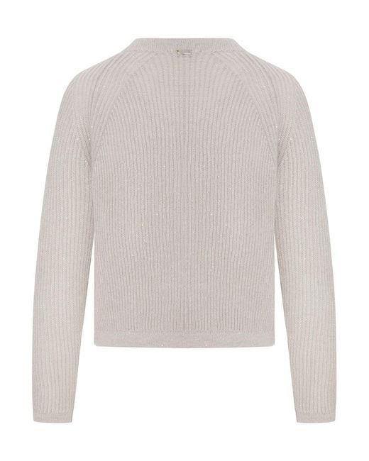 Herno White Ribbed Sweater