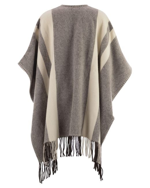 Fay Black Wool Poncho With Hook