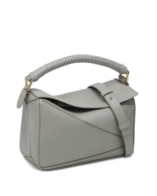 Loewe Gray Small Puzzle Leather Handbag