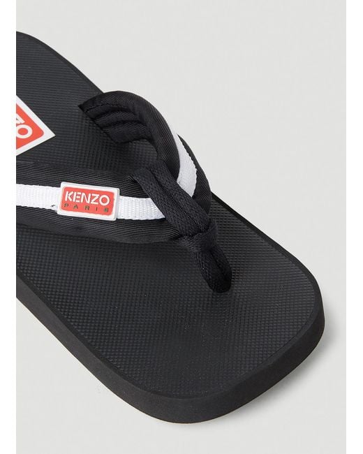 KENZO Black Logo Patch Flip Flops