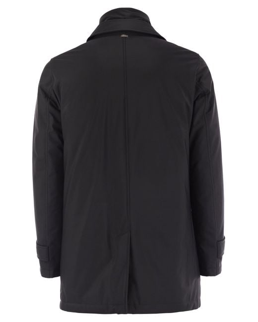 Herno Black Long Down Jacket With Buttons for men