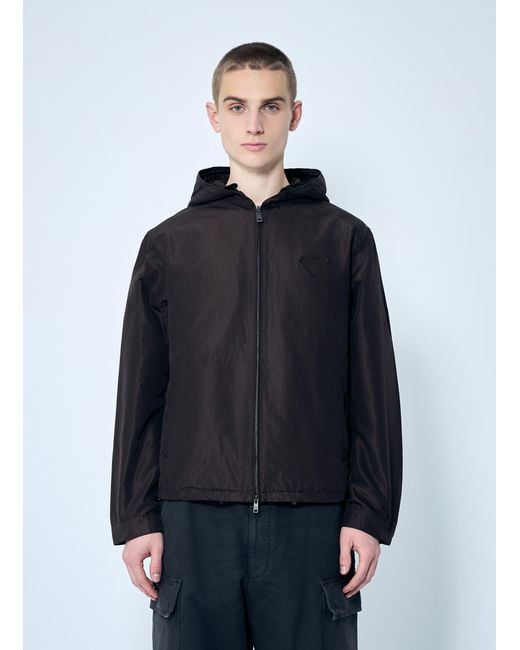 Prada Blue Silk Hooded Jacket for men