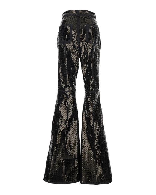 Rick Owens Black 'Bolan' Flared Rhinestoned Jeans With Wide Leg