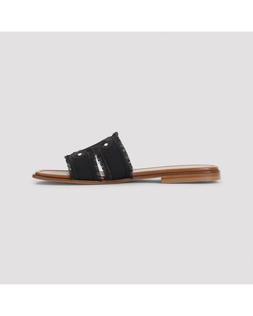 Céline Black Fringed Triomphe Mule