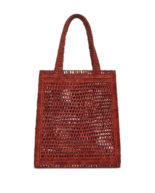 Chloé Red Summer Banana Rafia Tote