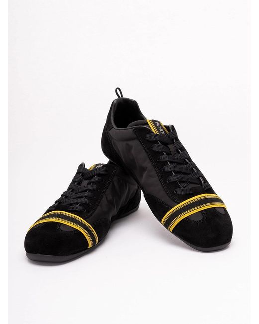 Fendi Black 'Crosta' Sneakers for men