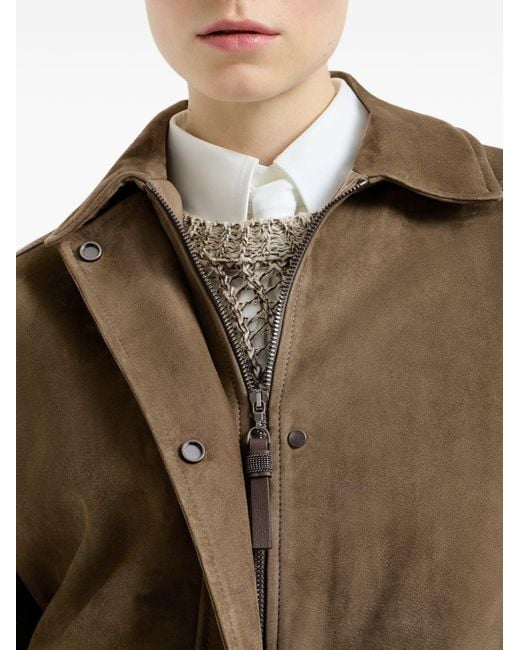 Brunello Cucinelli Brown Leather Jacket