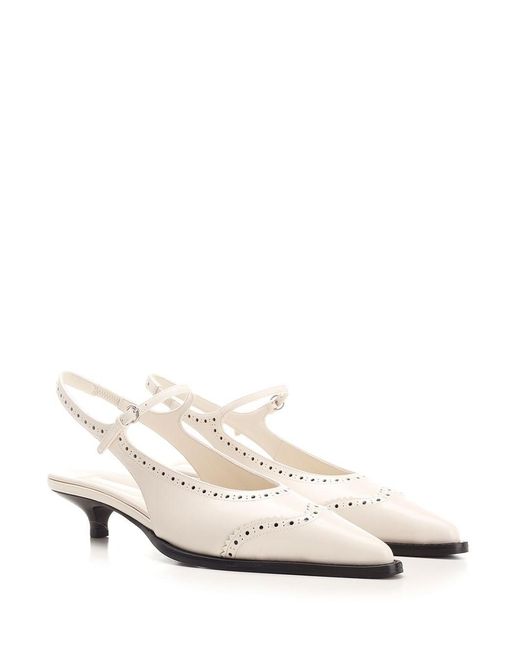 Miu Miu White Brogue Slingback