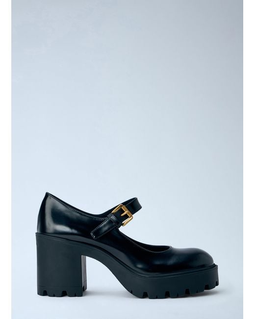 Prada White Brushed Leather Pumps