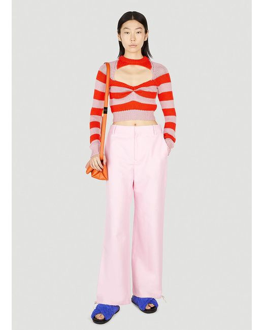 Marni Pink Technical Linen Drawstring Pants