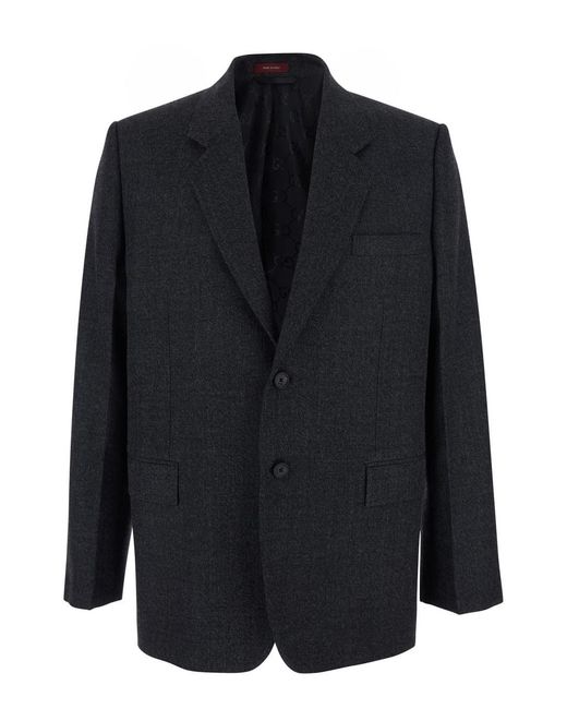 Gucci Black Single-Breasted Jacket With Notched Revers for men