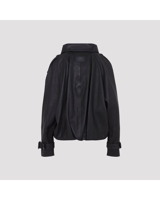 Acne Black Leather Bomber Jacket