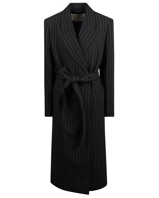 Acne Black Long Coat With Belt