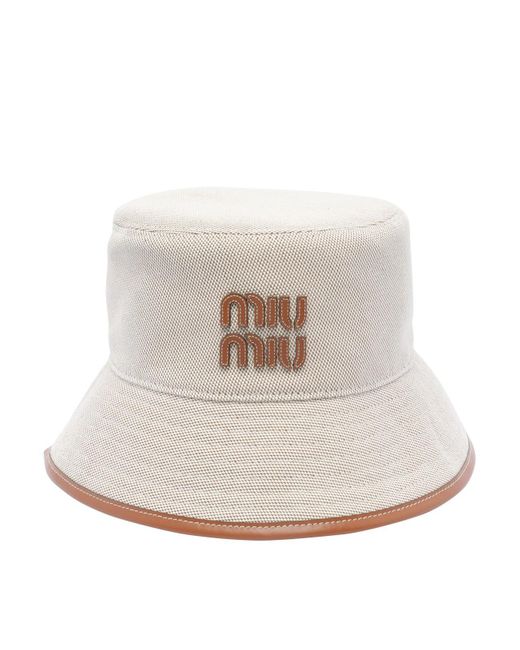 Miu Miu White Logo Bucket Hat