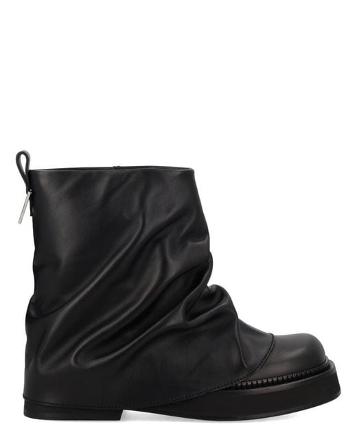 The Attico Black Leather Ankle Boots Mini Robin