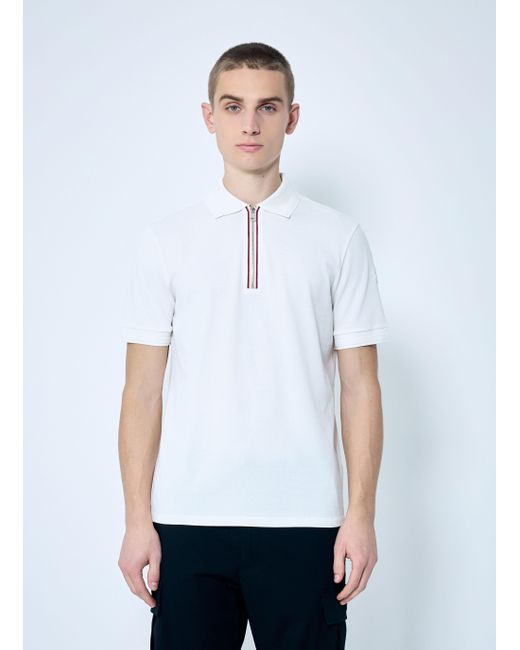 Moncler White Half-Zip Polo Shirt for men