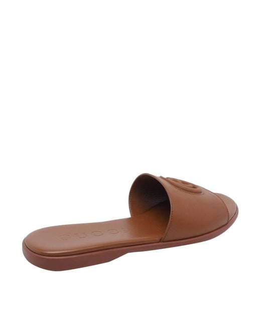 Gucci Brown Double G Flat Sandals