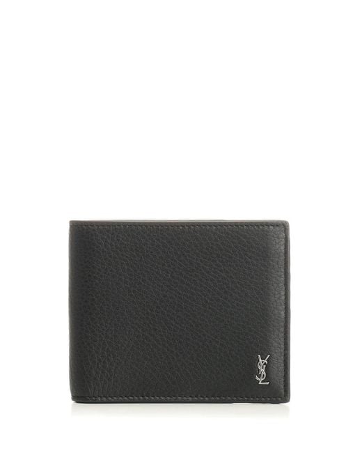 Saint Laurent Black Tiny Cassandre Wallet for men