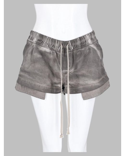 Rick Owens Gray Cotton Drawstring Shorts