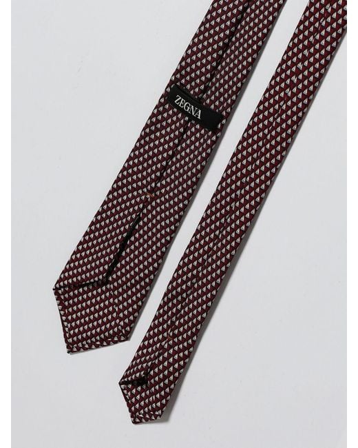 Zegna White Silk Tie With All-Over Sails Print for men