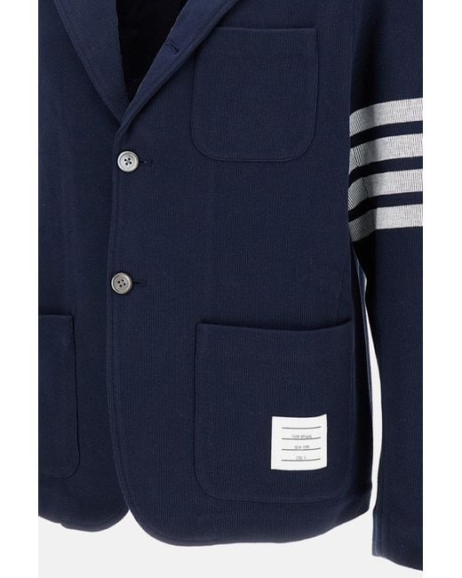 Thom Browne Blue Double Face Knit -Bar Sack Jacket for men