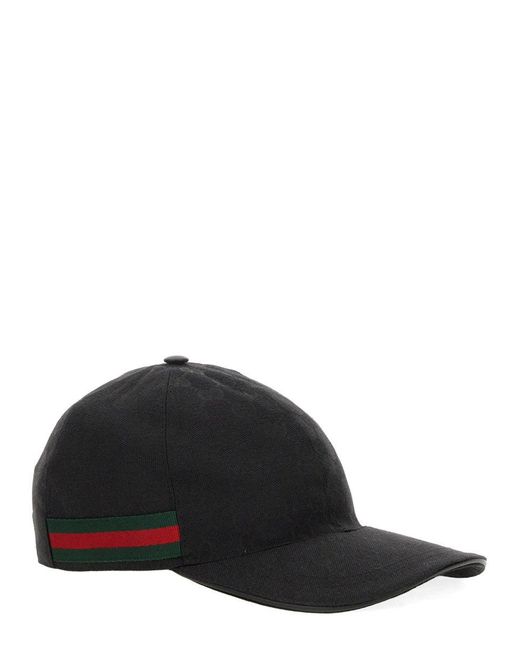 Gucci Black Baseball Hat With Web for men